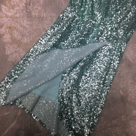 ASOS TFNC London Mint Green Sequin Wrap Dress - Picture 7 of 13